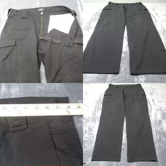 CQR Tactical Pants Mens 36x32 Black Cargo‎ Ripstop Belted Work Wear Rugged - Picture 1 of 14